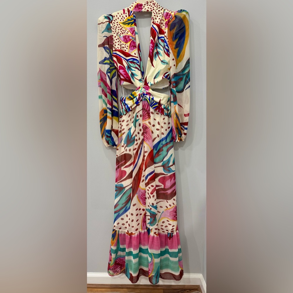 PatBo Size S Flora Print Plunge Maxi with built in bodysuit | Worn Once - Picture 12 of 13